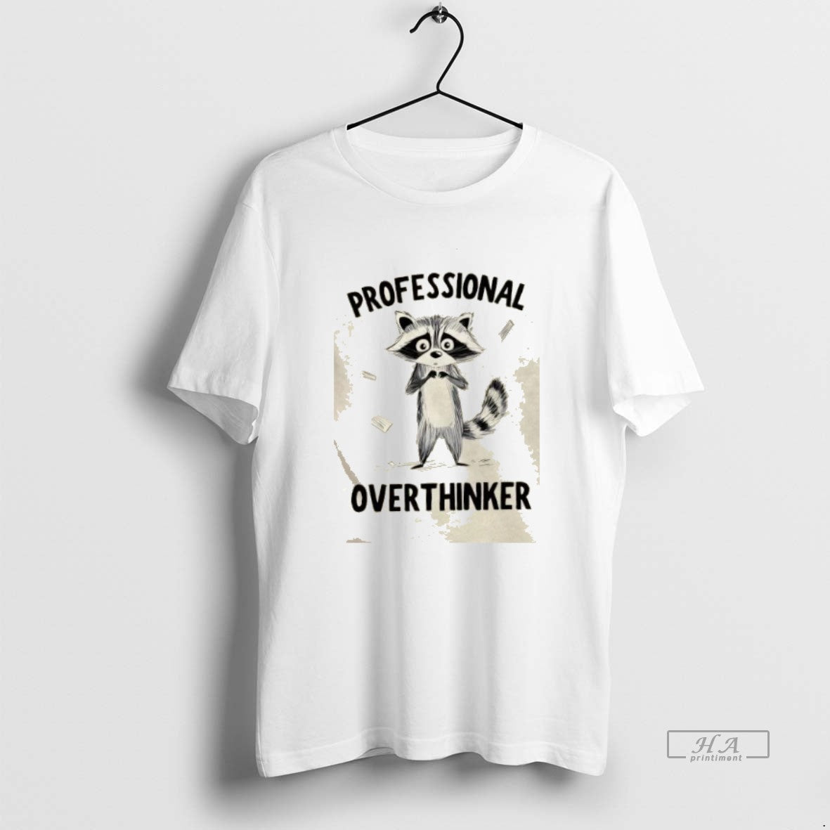 Trendy Raccoon Professional Overthinker - Adult & Kids T-Shirts, Sweatshirts & Hoodies apparel design preview 1
