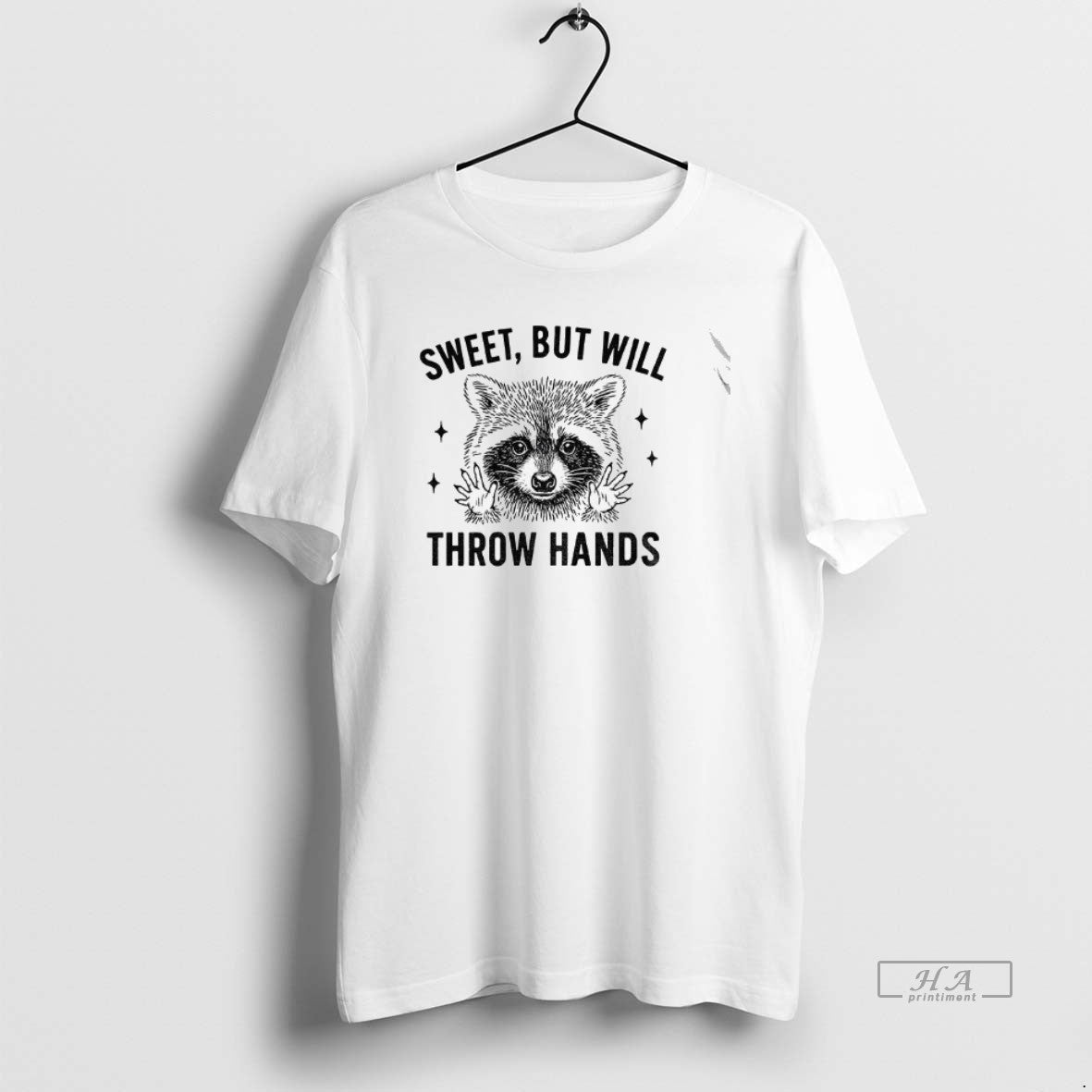 Trendy Raccoon Sweet But Will Throw Hands - Adult & Kids T-Shirts, Sweatshirts & Hoodies apparel design preview 1