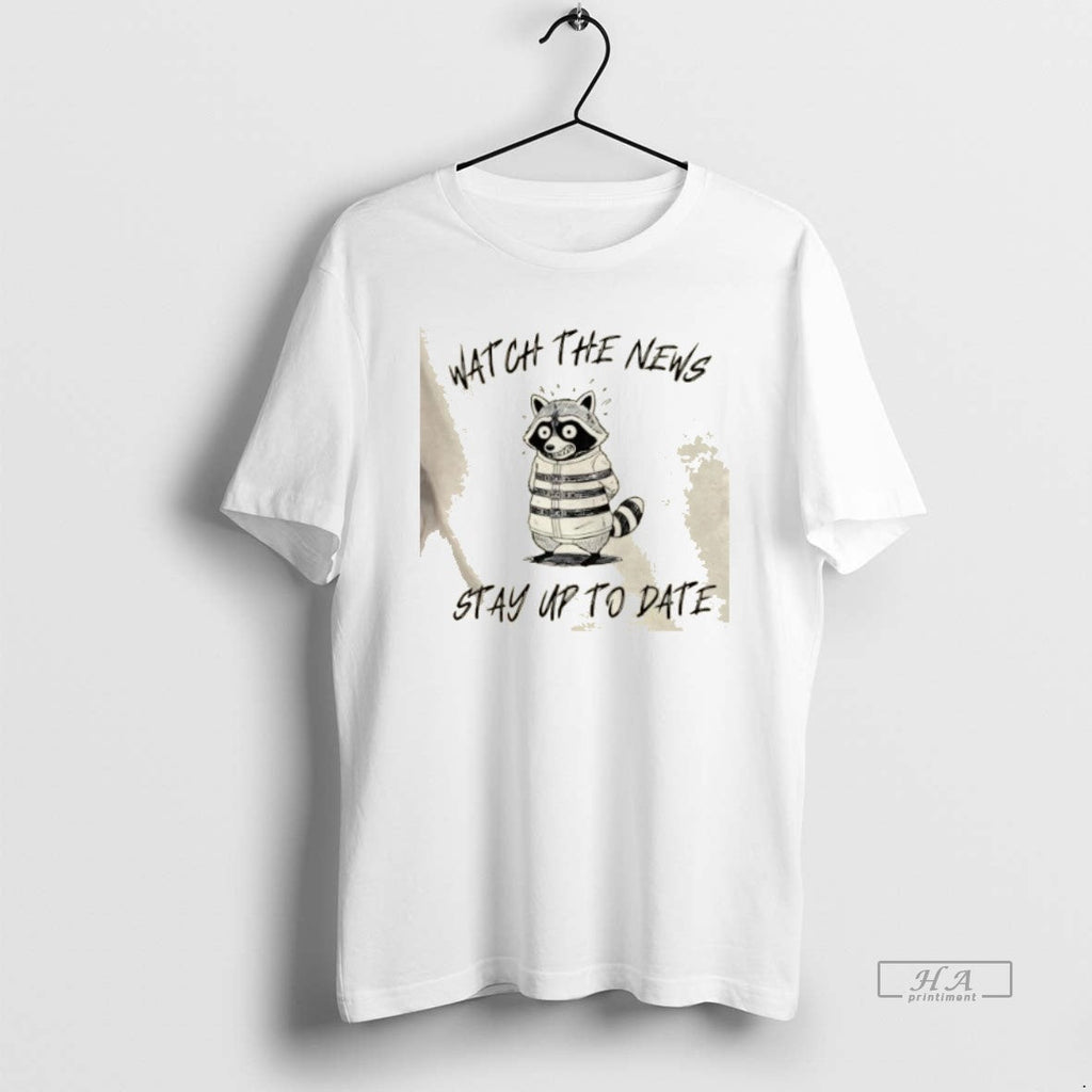 Trendy Raccoon Watch The News Stay Up To Date - Adult & Kids T-Shirts, Sweatshirts & Hoodies apparel design preview 1