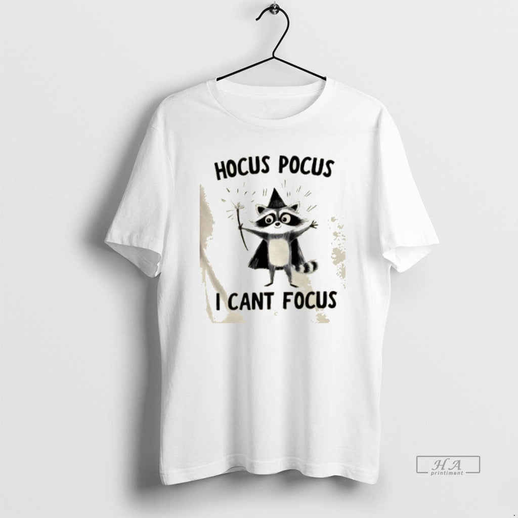 Trendy Raccoon Wizard Hocus Pocus I Cant Focus - Adult & Kids T-Shirts, Sweatshirts & Hoodies apparel design preview 1