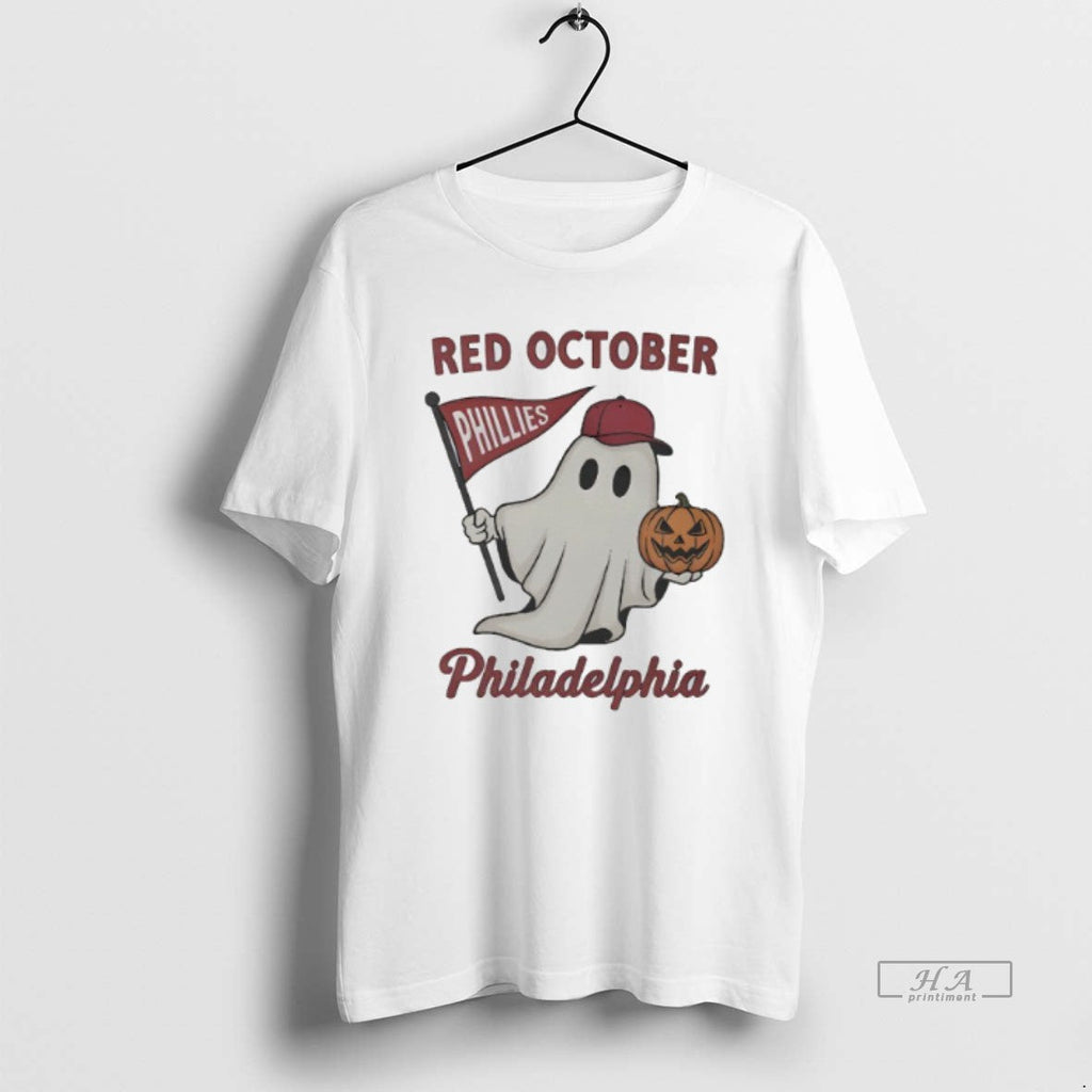Trendy Red October Philadelphia Phillies Ghost - Adult & Kids T-Shirts, Sweatshirts & Hoodies apparel design preview 1