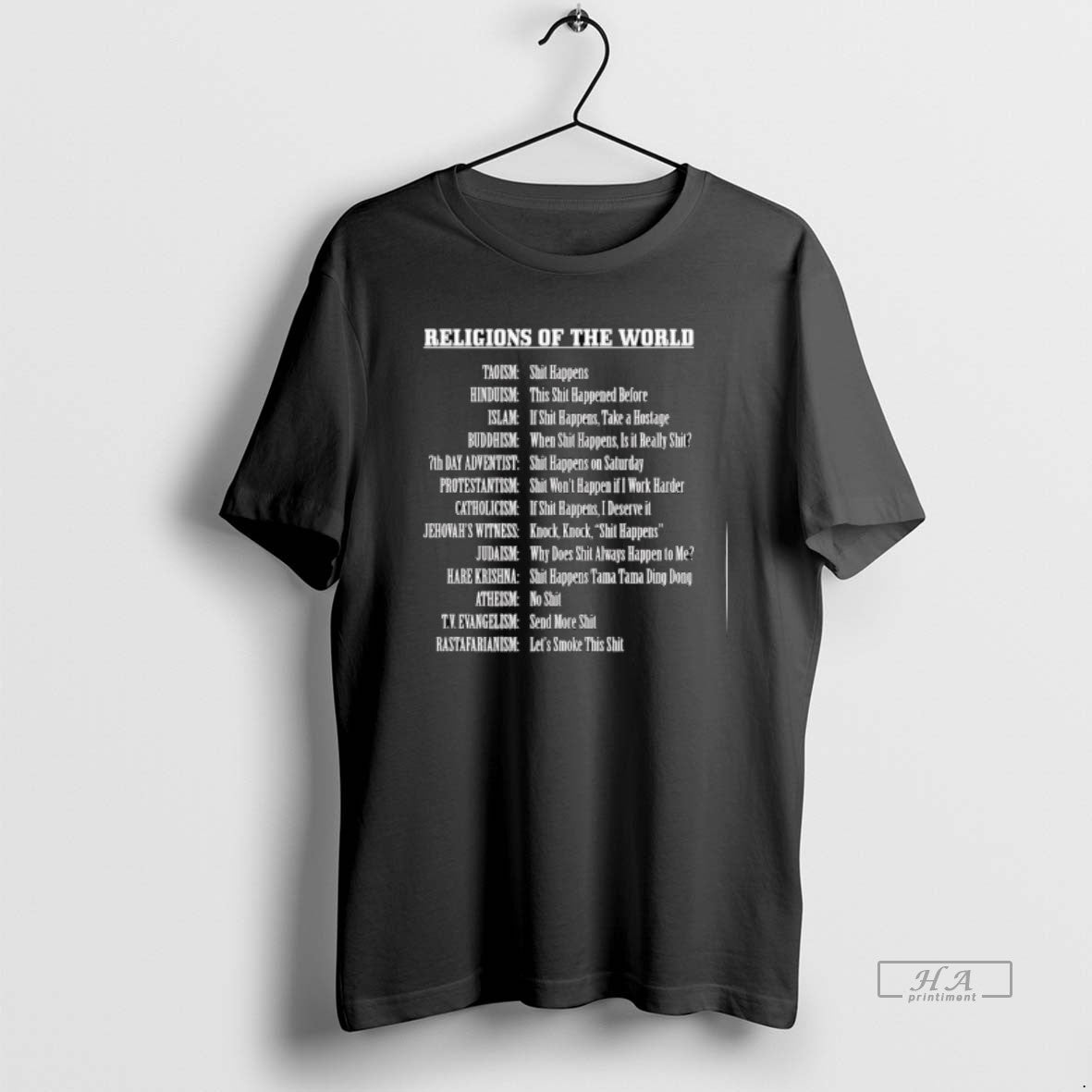 Trendy Religions Of The World List - Adult & Kids T-Shirts, Sweatshirts & Hoodies apparel design preview 1