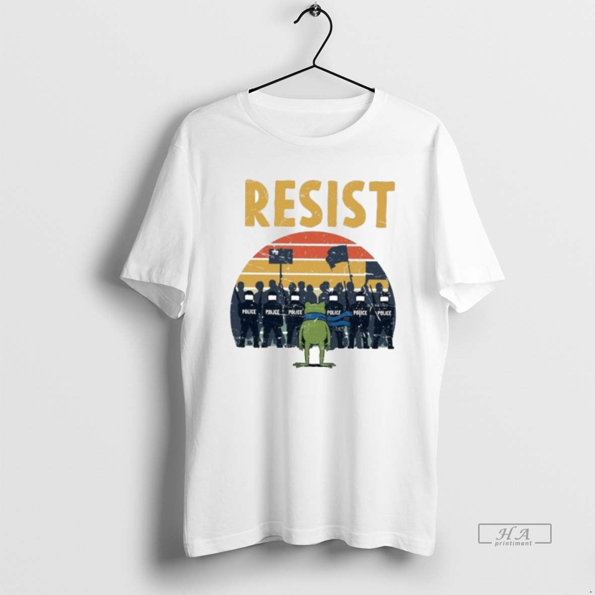 Trendy Retro Portland Frog Protest Rage Against The - Adult & Kids T-Shirts, Sweatshirts & Hoodies apparel design preview 1