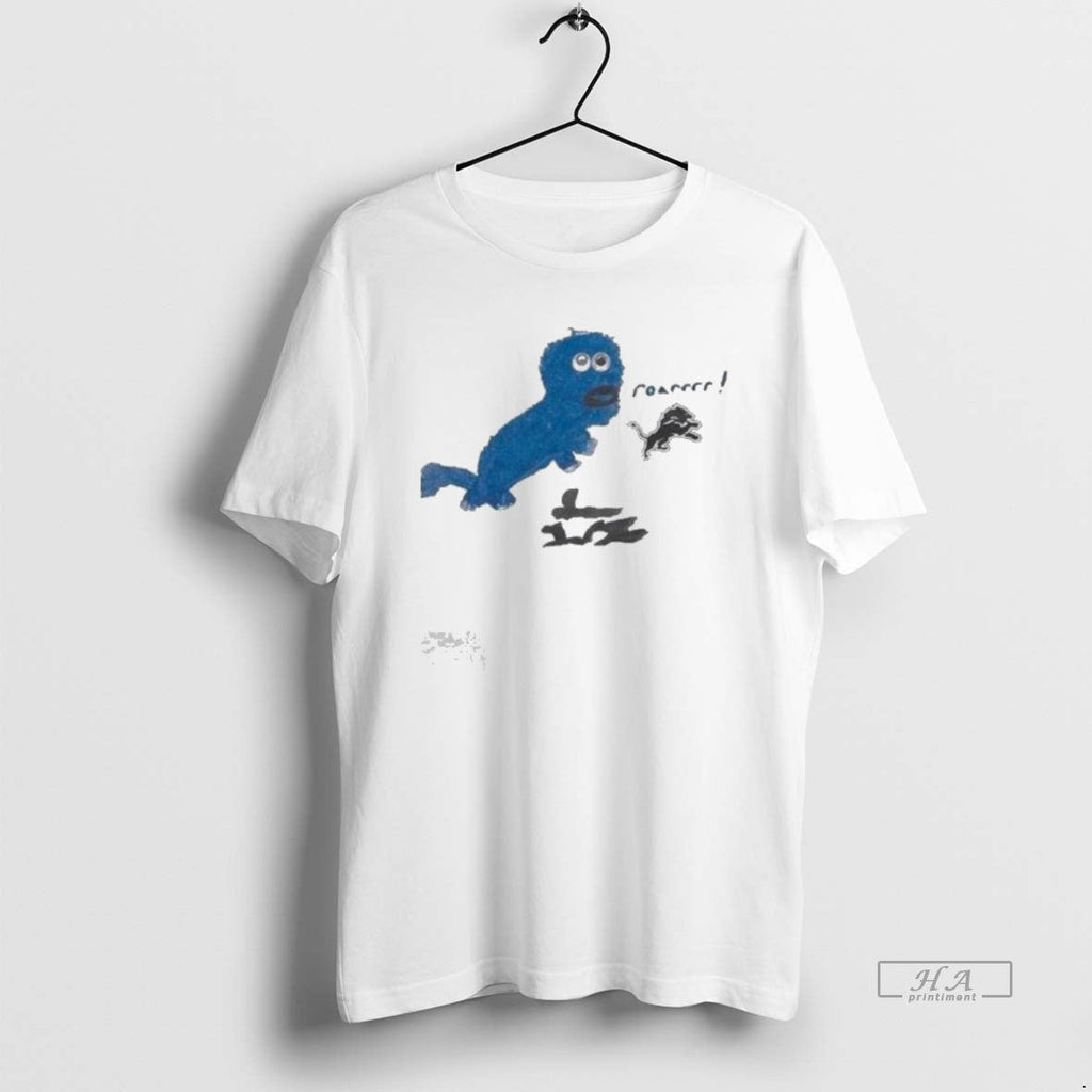 Trendy Sam Laporta X Rookie Draw Detroit Lions Roar - Adult & Kids T-Shirts, Sweatshirts & Hoodies apparel design preview 1