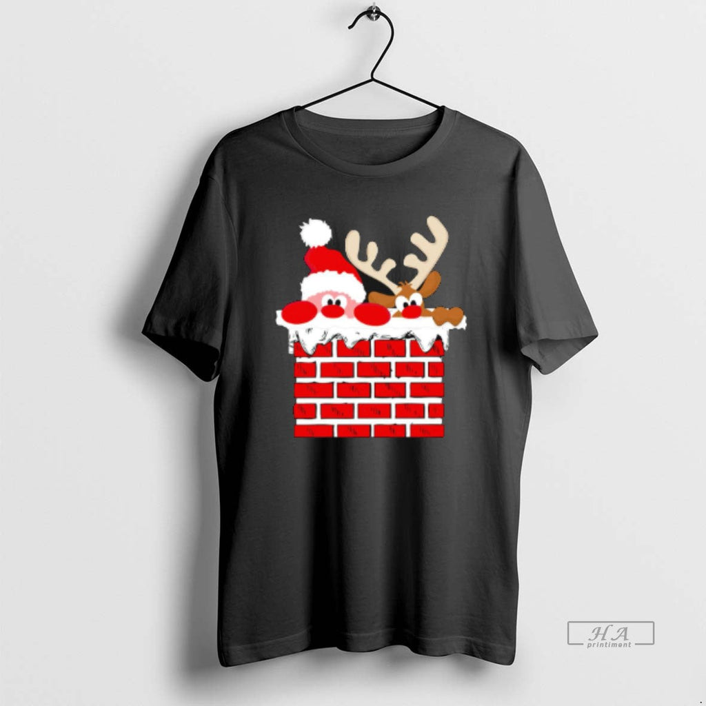Trendy Santa Claus And Reindeer Merry Christmas - Adult & Kids T-Shirts, Sweatshirts & Hoodies apparel design preview 1