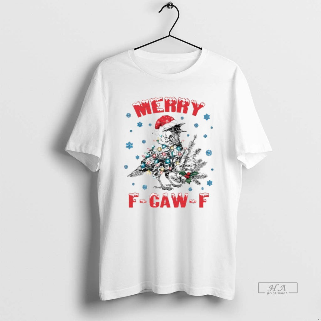 Trendy Santa Crow Merry F Caw - Adult & Kids T-Shirts, Sweatshirts & Hoodies apparel design preview 1