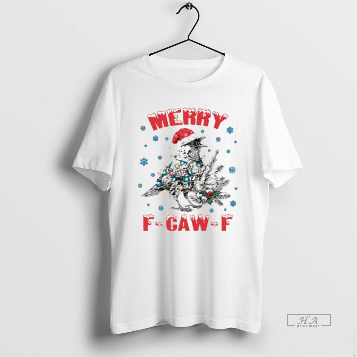 Trendy Santa Crow Merry F Caw - Adult & Kids T-Shirts, Sweatshirts & Hoodies apparel design preview 1