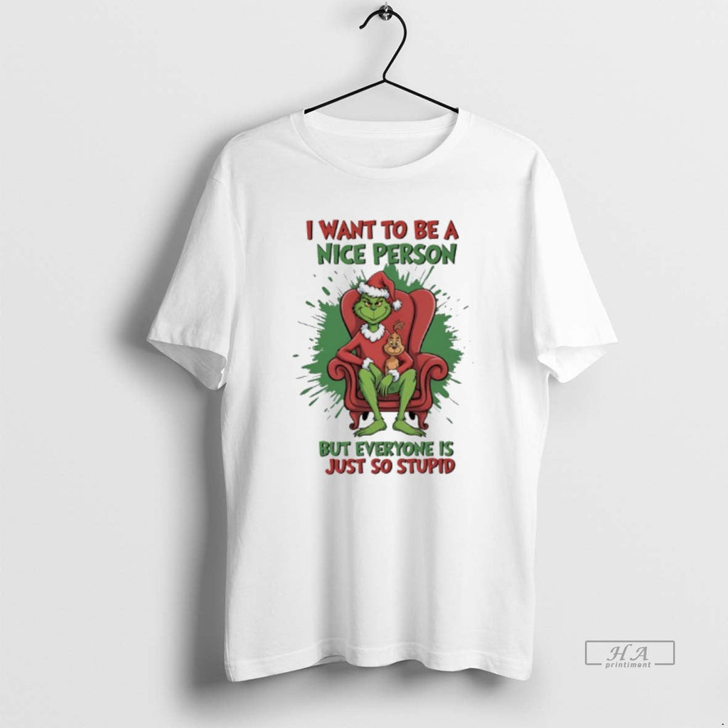 Trendy Santa Grinch And Max I Want To Be A Nice - Adult & Kids T-Shirts, Sweatshirts & Hoodies apparel design preview 1
