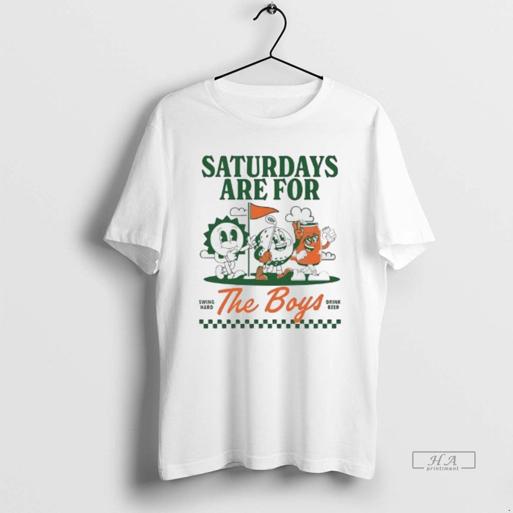 Trendy Saturdays Are For The Boys Swing Hard Drink - Adult & Kids T-Shirts, Sweatshirts & Hoodies apparel design preview 1
