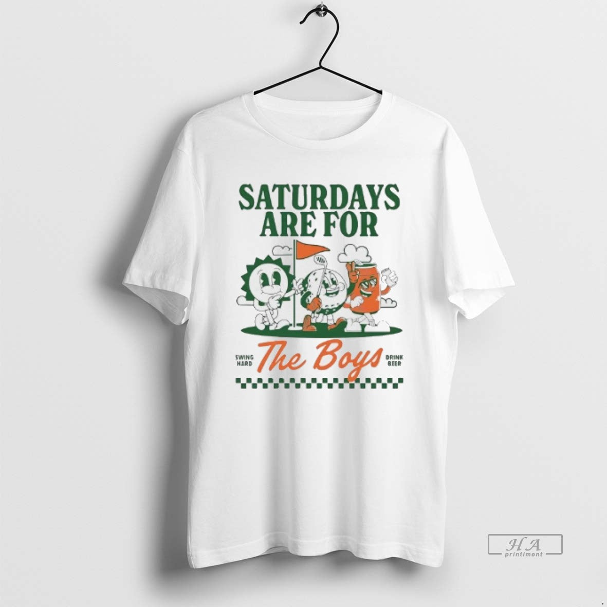 Trendy Saturdays Are For The Boys Swing Hard Drink - Adult & Kids T-Shirts, Sweatshirts & Hoodies apparel design preview 1