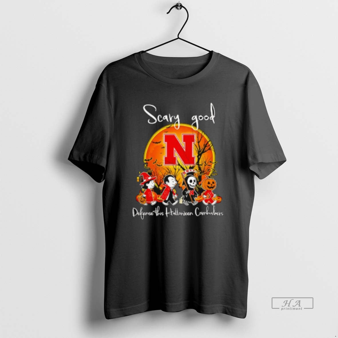 Trendy Scary Good Defense This Halloween Nebraska - Adult & Kids T-Shirts, Sweatshirts & Hoodies apparel design preview 1