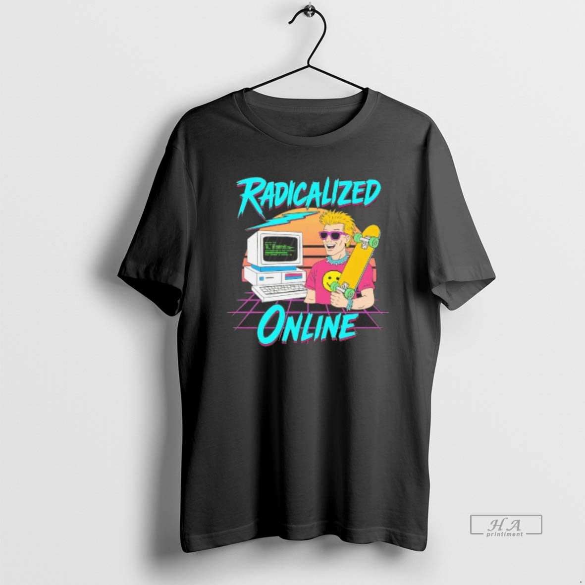 Trendy Skating Boy Radicalized Online Retro 80s - Adult & Kids T-Shirts, Sweatshirts & Hoodies apparel design preview 1