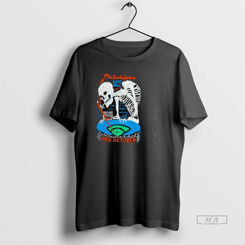 Trendy Skeleton Philadelphia Phillies Baseball Red - Adult & Kids T-Shirts, Sweatshirts & Hoodies apparel design preview 1