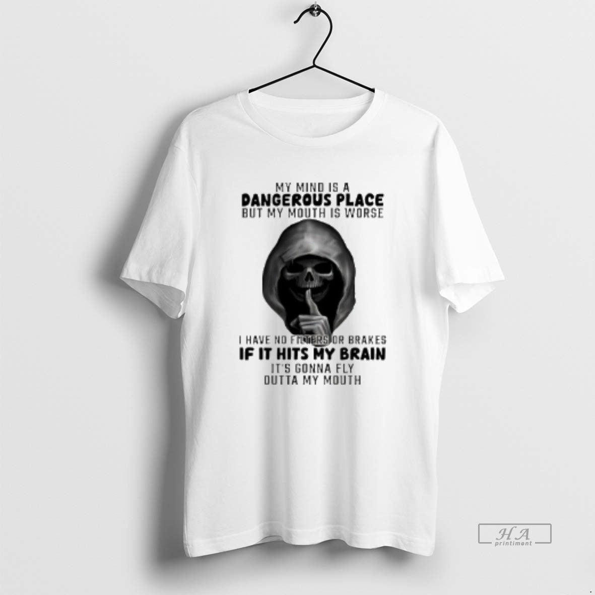 Trendy Skull My Mind Is A Dangerous Place But Mouth - Adult & Kids T-Shirts, Sweatshirts & Hoodies apparel design preview 1