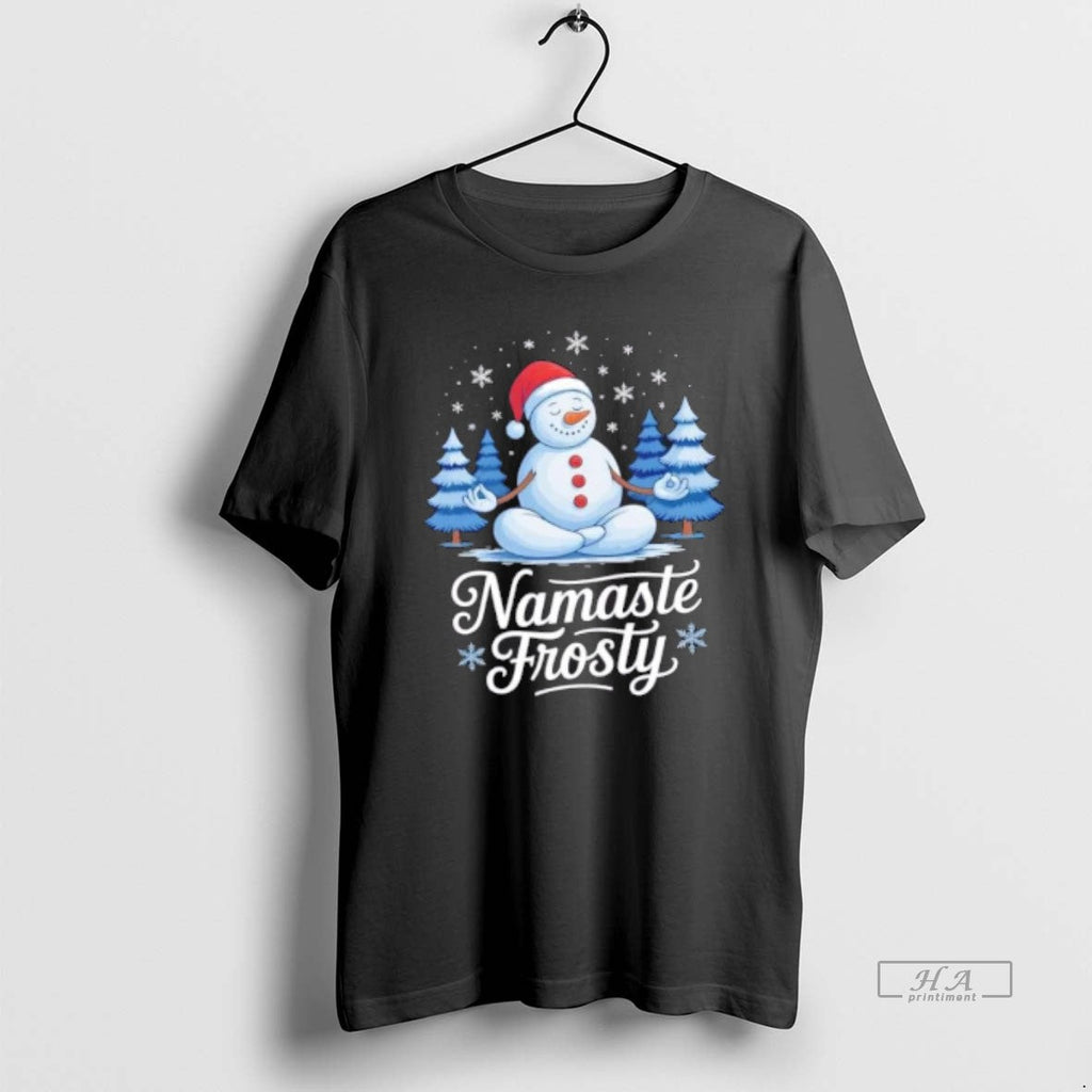 Trendy Snowman Namaste Frosty Christmas - Adult & Kids T-Shirts, Sweatshirts & Hoodies apparel design preview 1