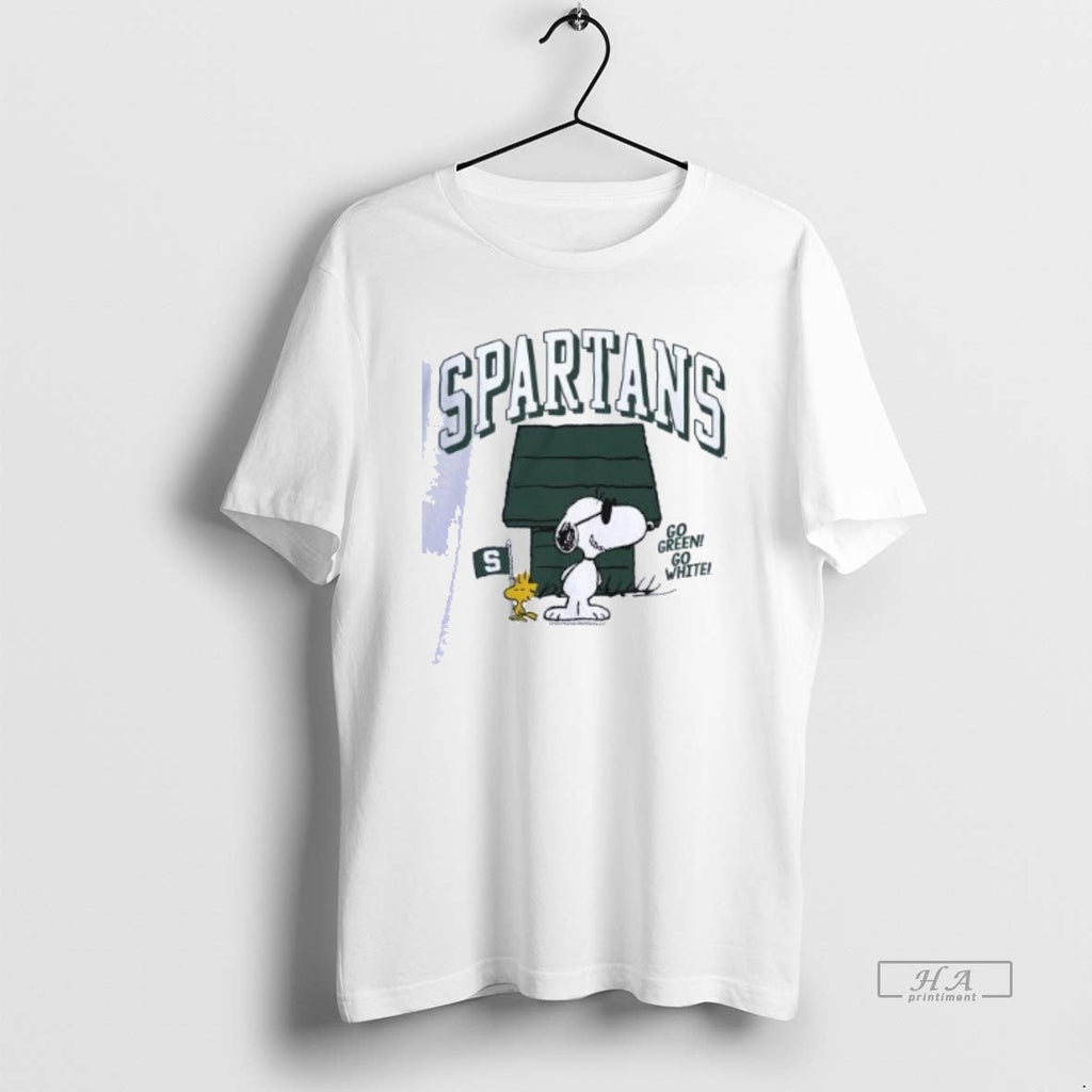 Trendy Spartans Go Green White Peanuts X Michigan - Adult & Kids T-Shirts, Sweatshirts & Hoodies apparel design preview 1