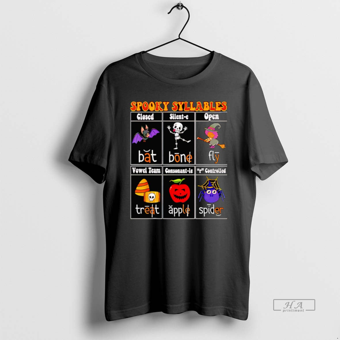 Trendy Spooky Syllables Teacher Funny Halloween - Adult & Kids T-Shirts, Sweatshirts & Hoodies apparel design preview 1