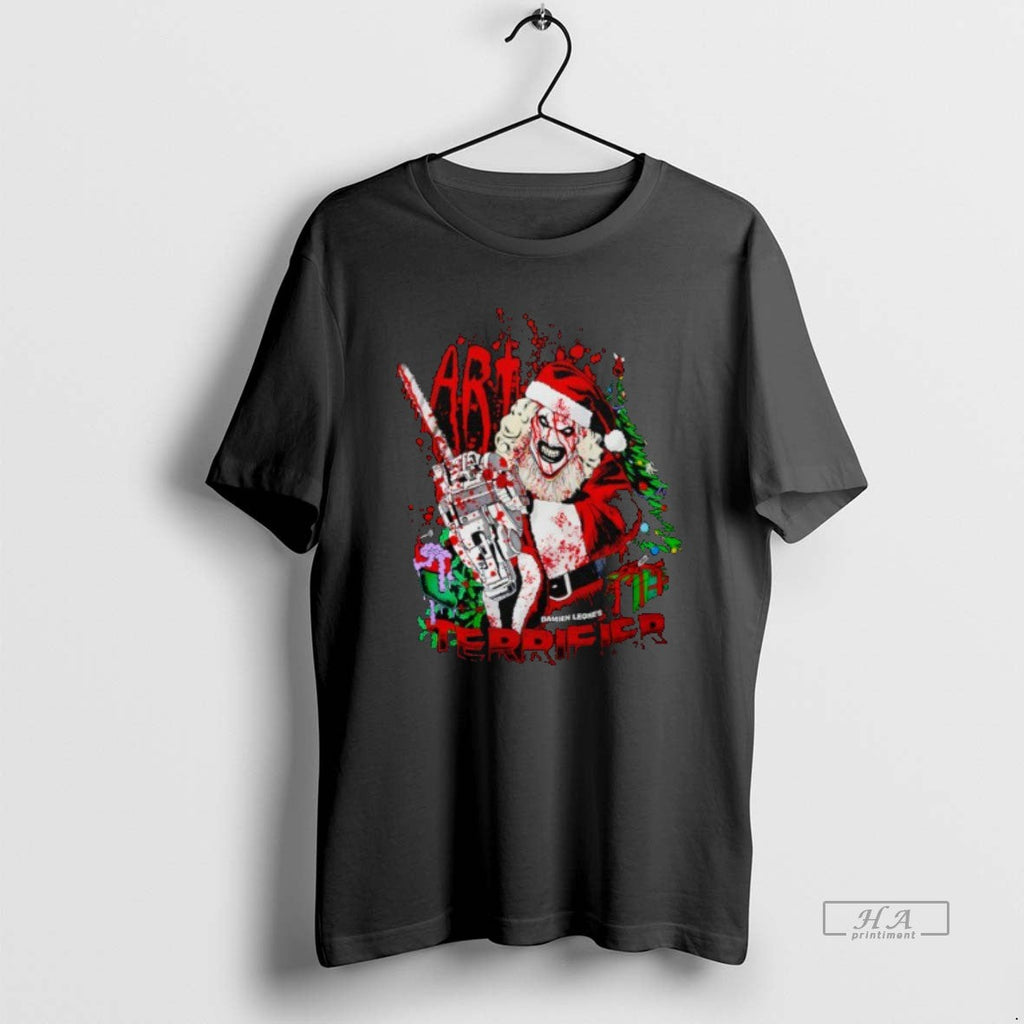 Trendy Terrifier Art The Clown Damien Leones Santa - Adult & Kids T-Shirts, Sweatshirts & Hoodies apparel design preview 1