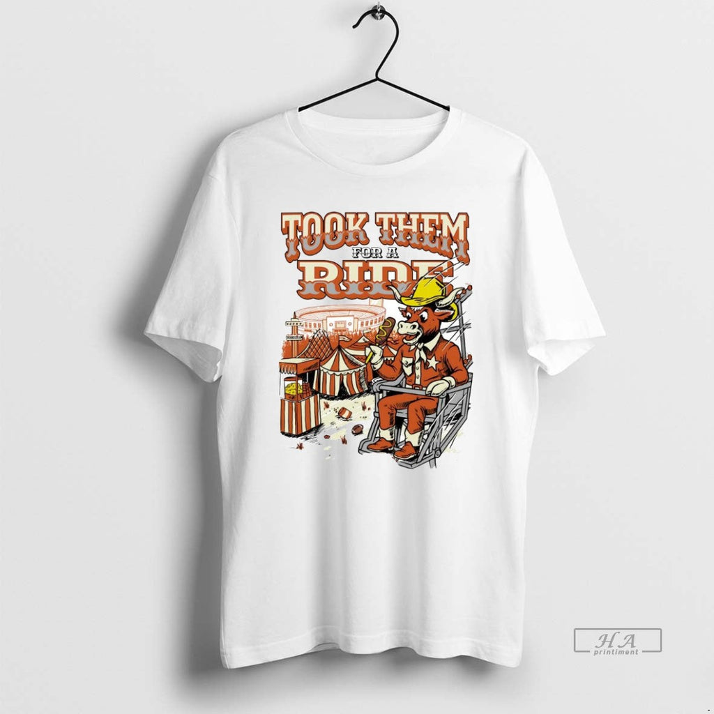 Trendy Texas Longhorns Took Them For A Ride Mascot - Adult & Kids T-Shirts, Sweatshirts & Hoodies apparel design preview 1
