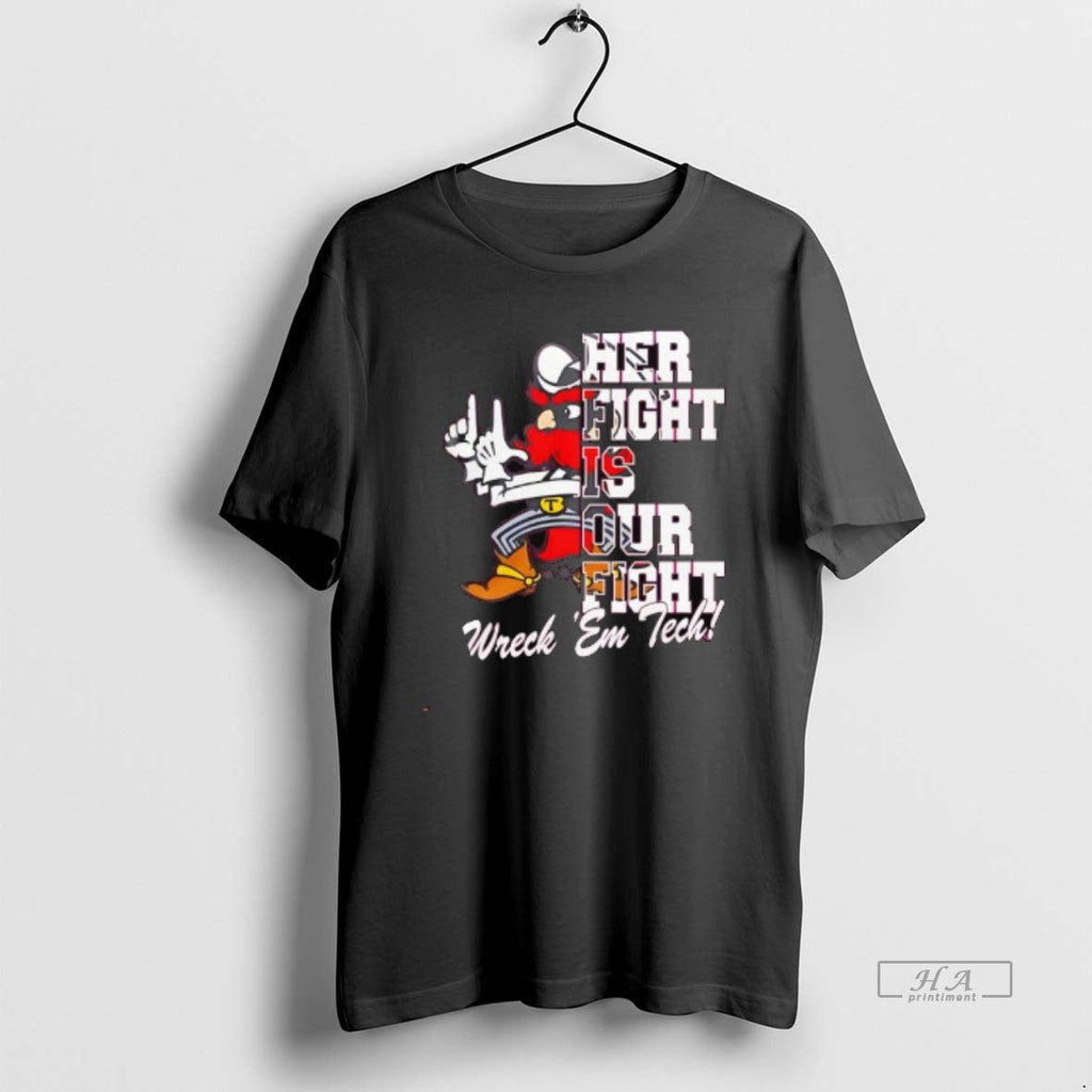 Trendy Texas Tech Red Raiders Tackle Cancer Her Fight - Adult & Kids T-Shirts, Sweatshirts & Hoodies apparel design preview 1