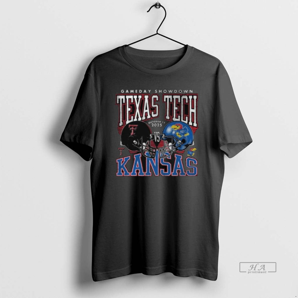 Trendy Texas Tech Red Raiders Vs Kansas Jayhawks 2025 - Adult & Kids T-Shirts, Sweatshirts & Hoodies apparel design preview 1