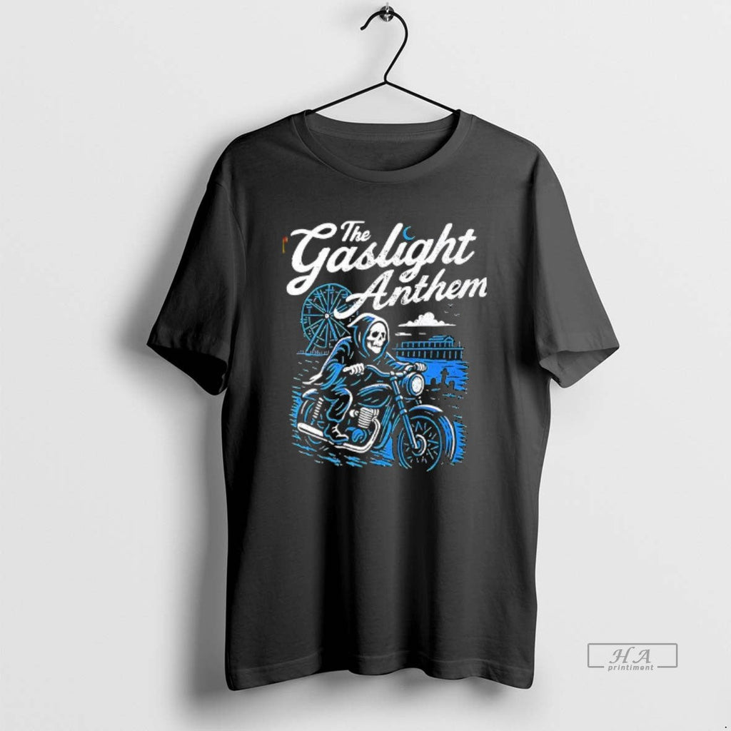 Trendy The Gaslight Anthem Grim Reaper Motorcycle - Adult & Kids T-Shirts, Sweatshirts & Hoodies apparel design preview 1