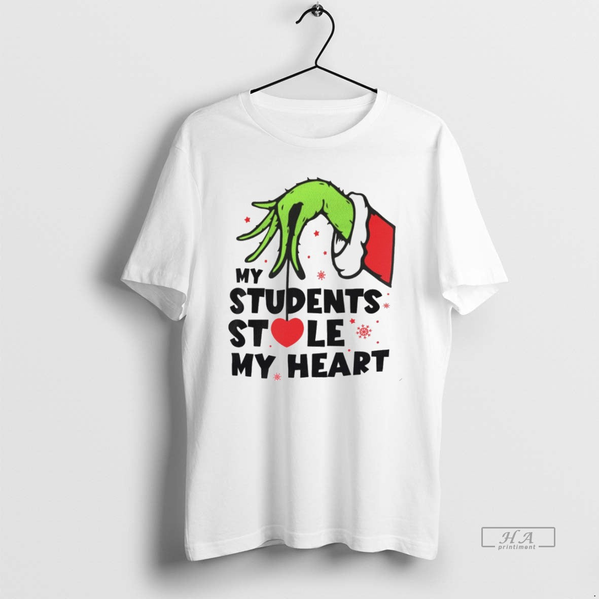 Trendy The Grinch Hand My Students Stole Heart - Adult & Kids T-Shirts, Sweatshirts & Hoodies apparel design preview 1