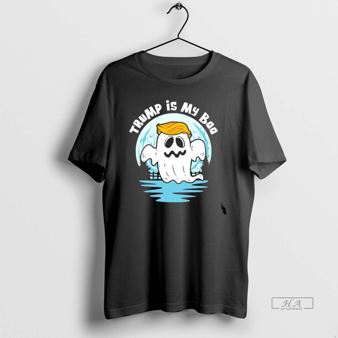 Trendy Trump Ghost Is My Boo Halloween Blackshirt - Adult & Kids T-Shirts, Sweatshirts & Hoodies apparel design preview 1
