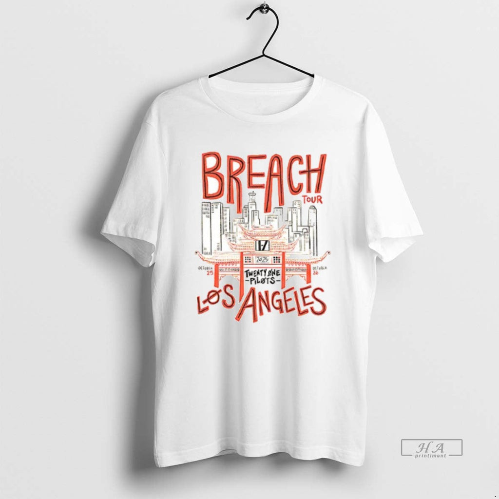 Trendy Twenty One Pilots Breach Tour Los Angeles 2025 - Adult & Kids T-Shirts, Sweatshirts & Hoodies apparel design preview 1