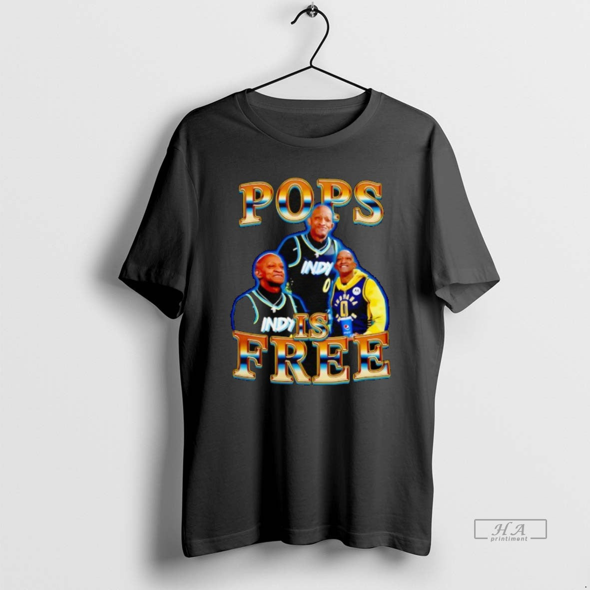 Trendy Tyrese Haliburton Pops Is Free Indiana Pacers - Adult & Kids T-Shirts, Sweatshirts & Hoodies apparel design preview 1