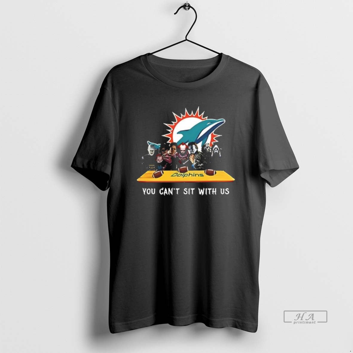 Trendy You Cant Sit With Us Dolphins Football Horror - Adult & Kids T-Shirts, Sweatshirts & Hoodies apparel design preview 1