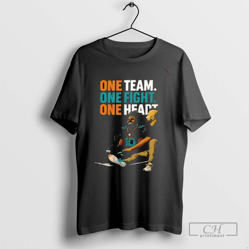 Tyreek Hill Miami Dolphin One Team Fight Heart - Adult & Kids T-Shirts, Sweatshirts & Hoodies apparel design preview 1