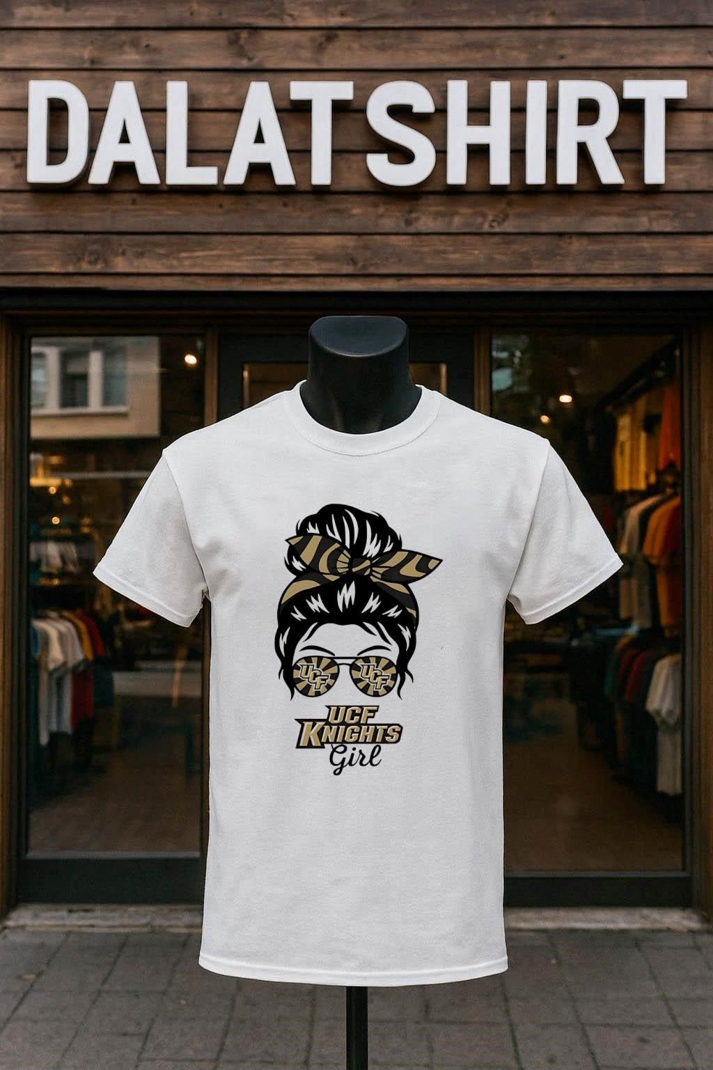 UCF Knights Girl Sunglasses Messy Bun - Adult & Kids T-Shirts, Sweatshirts & Hoodies apparel design preview 1