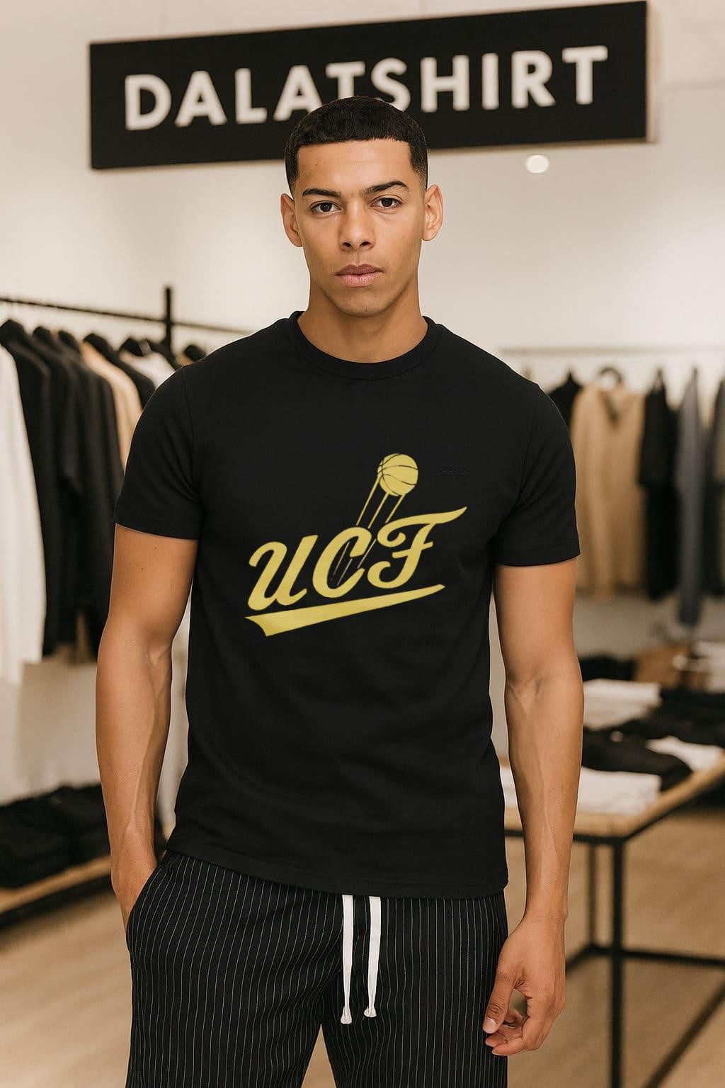 UCF Knights Script Graphic with Basketball Motion - Adult & Kids T-Shirts, Sweatshirts & Hoodies apparel design preview 1