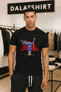 USA Flag Hockey Player Raising Arms Victory - Adult & Kids T-Shirts, Sweatshirts & Hoodies apparel design preview 1
