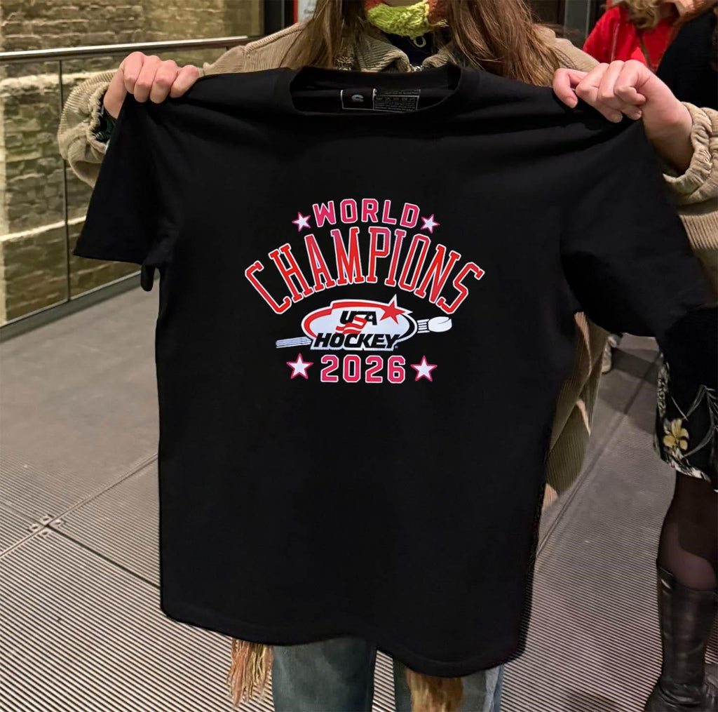 USA Hockey World Champions 2026 logo - Adult & Kids T-Shirts, Sweatshirts & Hoodies apparel design preview 2