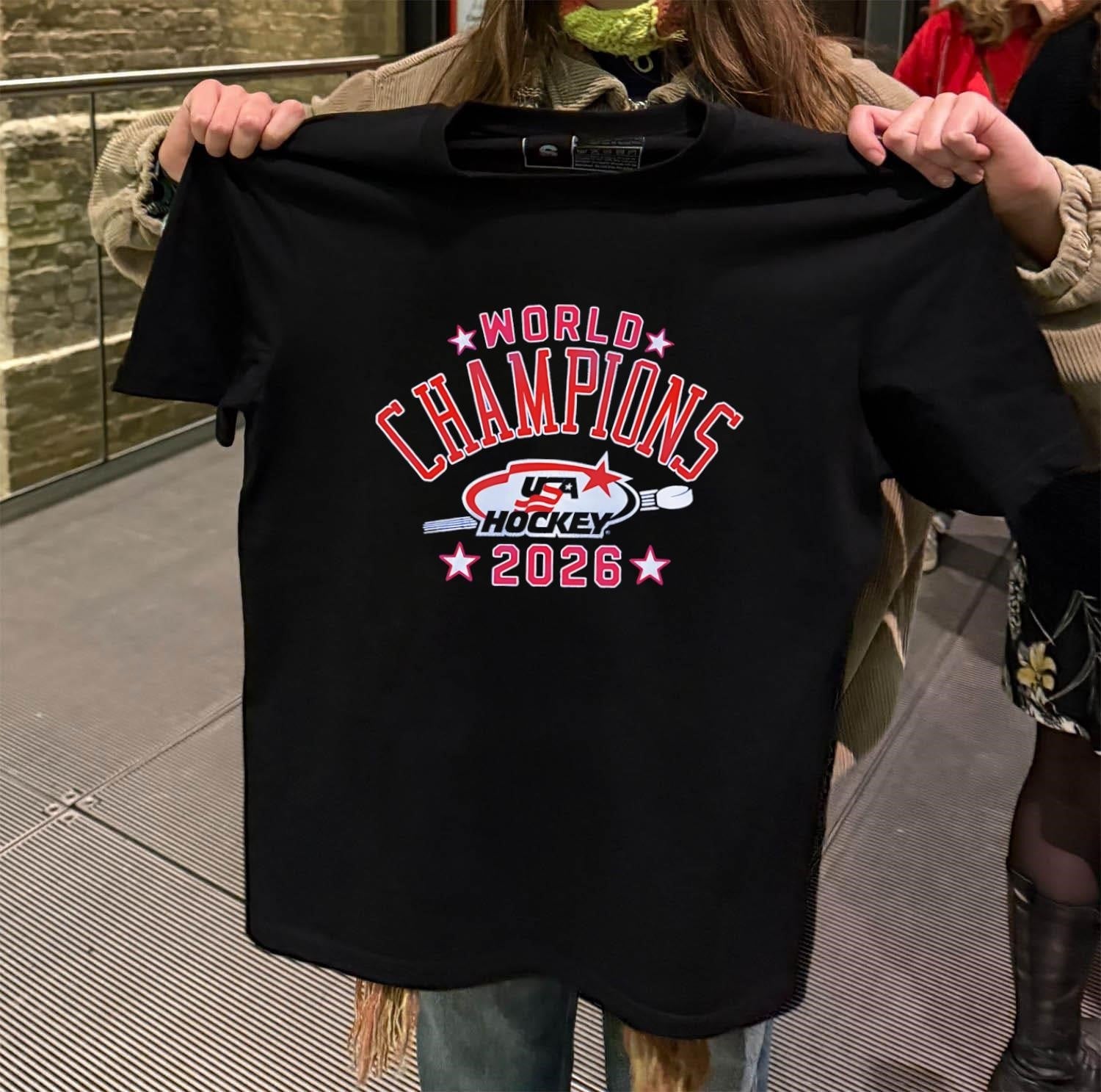 USA Hockey World Champions 2026 logo - Adult & Kids T-Shirts, Sweatshirts & Hoodies apparel design preview 2