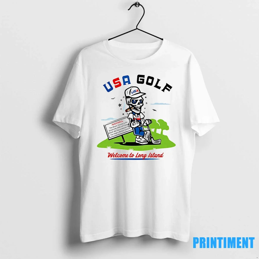 Usa Golf Welcome To Long Island Skeleton Smoking - Adult & Kids T-Shirts, Sweatshirts & Hoodies apparel design preview 1