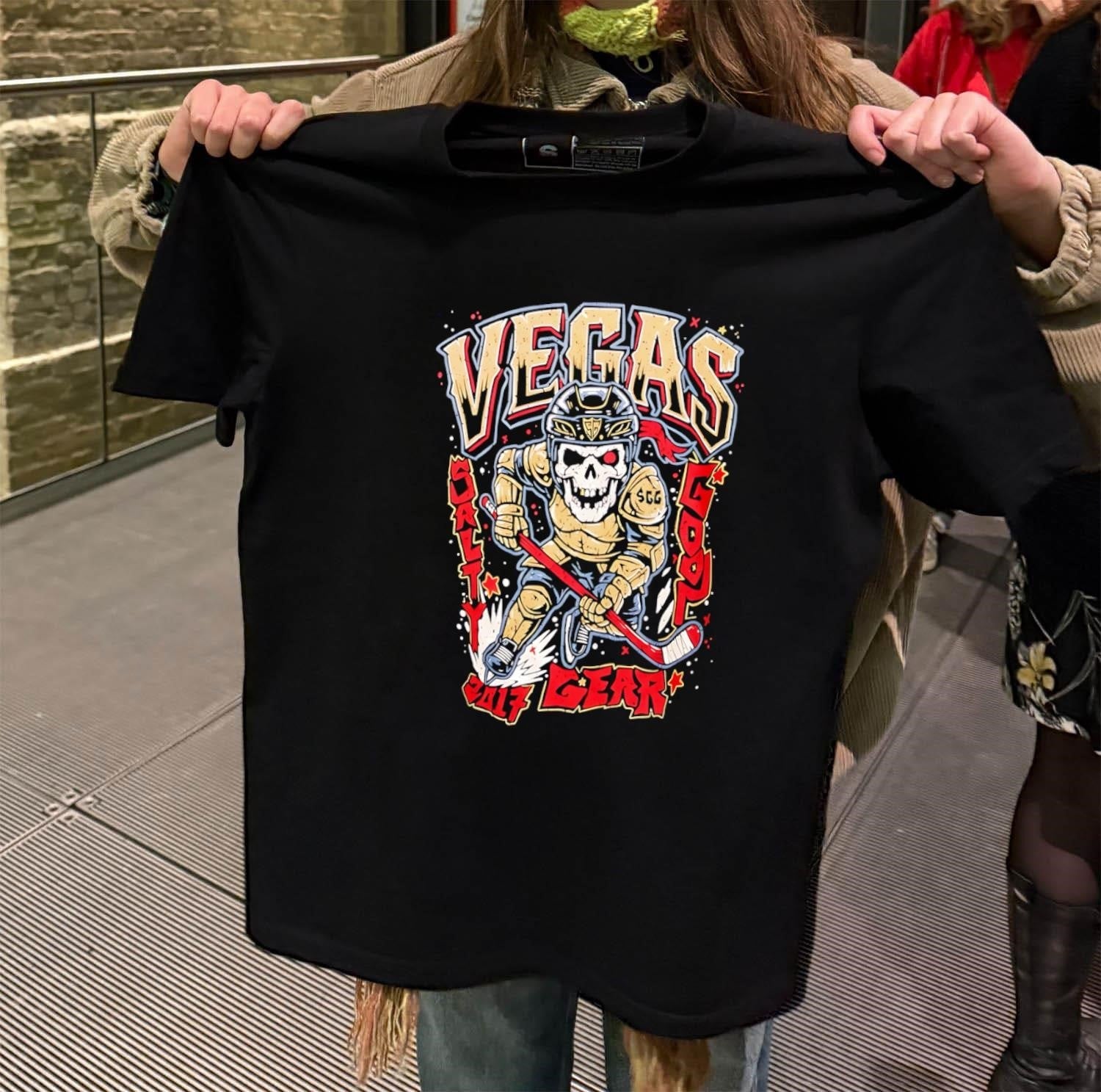 Vegas Salty Goon Gear 2017 Skeleton Hockey - Adult & Kids T-Shirts, Sweatshirts & Hoodies apparel design preview 2