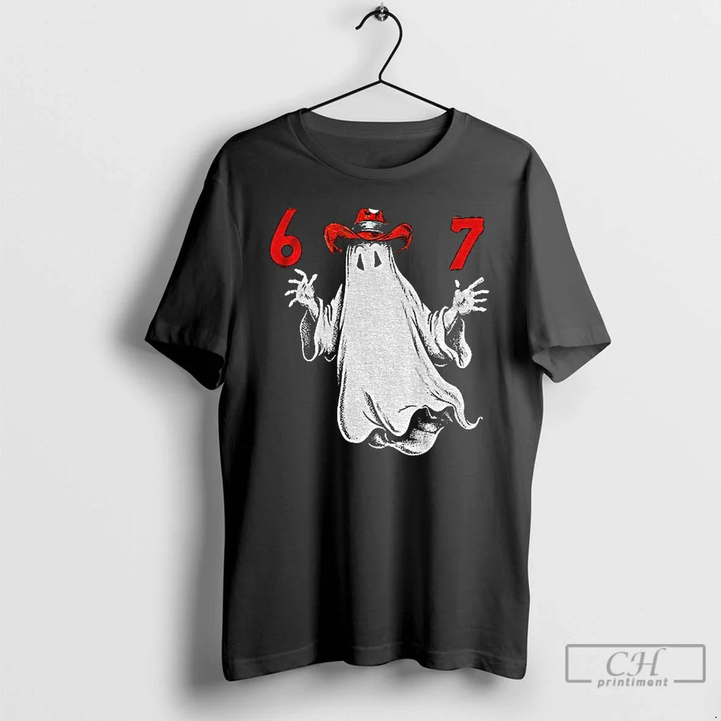 Vintage Halloween 67 Six Seven Spooky Ghost Graphic - Adult & Kids T-Shirts, Sweatshirts & Hoodies apparel design preview 1