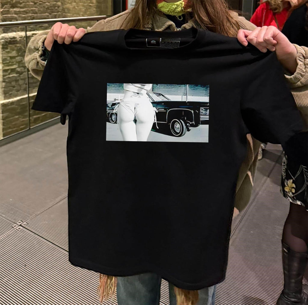 Vintage Lowrider Car Girl Bikini Back View Graphic - Adult & Kids T-Shirts, Sweatshirts & Hoodies apparel design preview 2
