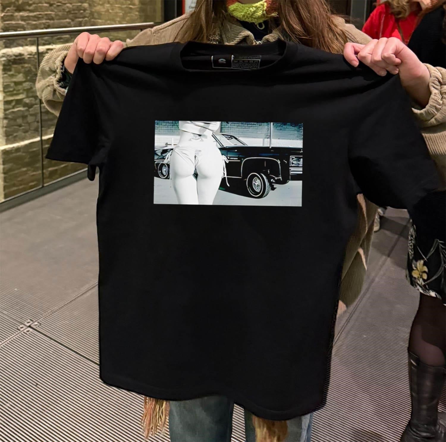 Vintage Lowrider Car Girl Bikini Back View Graphic - Adult & Kids T-Shirts, Sweatshirts & Hoodies apparel design preview 2