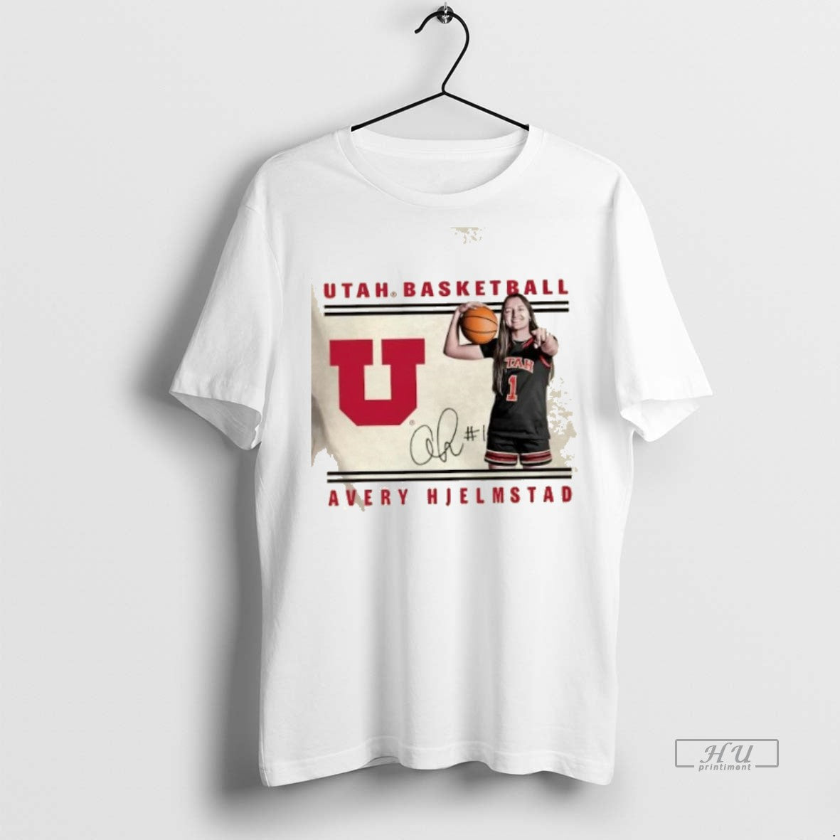 Viral Avery Hjelmstad Utah Women Basketball Signature - Adult & Kids T-Shirts, Sweatshirts & Hoodies apparel design preview 1