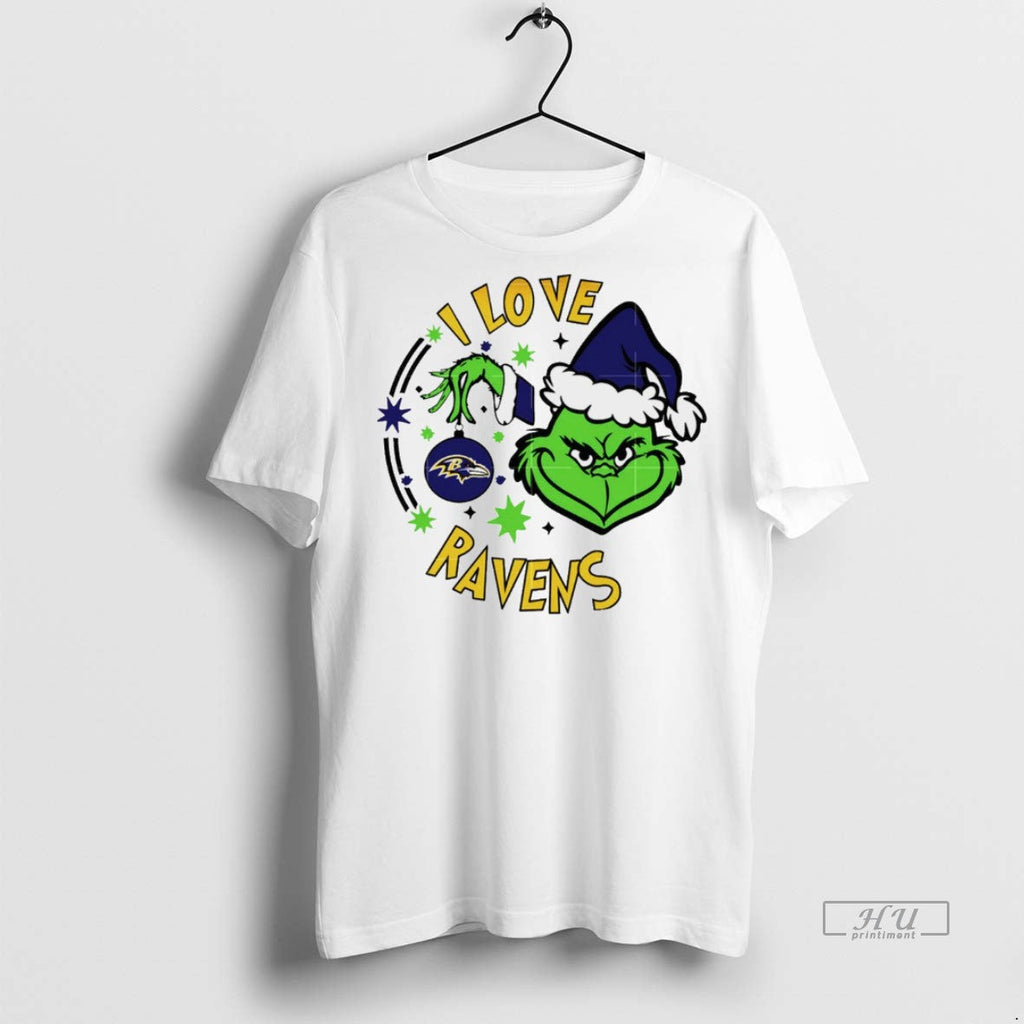 Viral Baltimore Ravens X Santa Grinch I Love - Adult & Kids T-Shirts, Sweatshirts & Hoodies apparel design preview 1