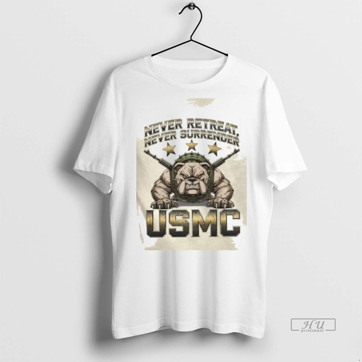 Viral Bulldog Never Retreat Surrender Usmc Marine - Adult & Kids T-Shirts, Sweatshirts & Hoodies apparel design preview 1