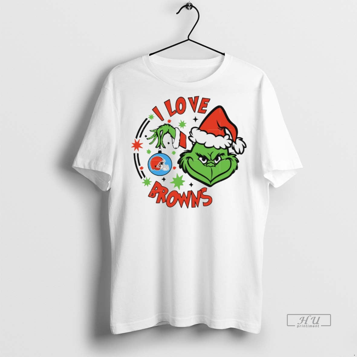 Viral Cleveland Browns X Santa Grinch I Love - Adult & Kids T-Shirts, Sweatshirts & Hoodies apparel design preview 1