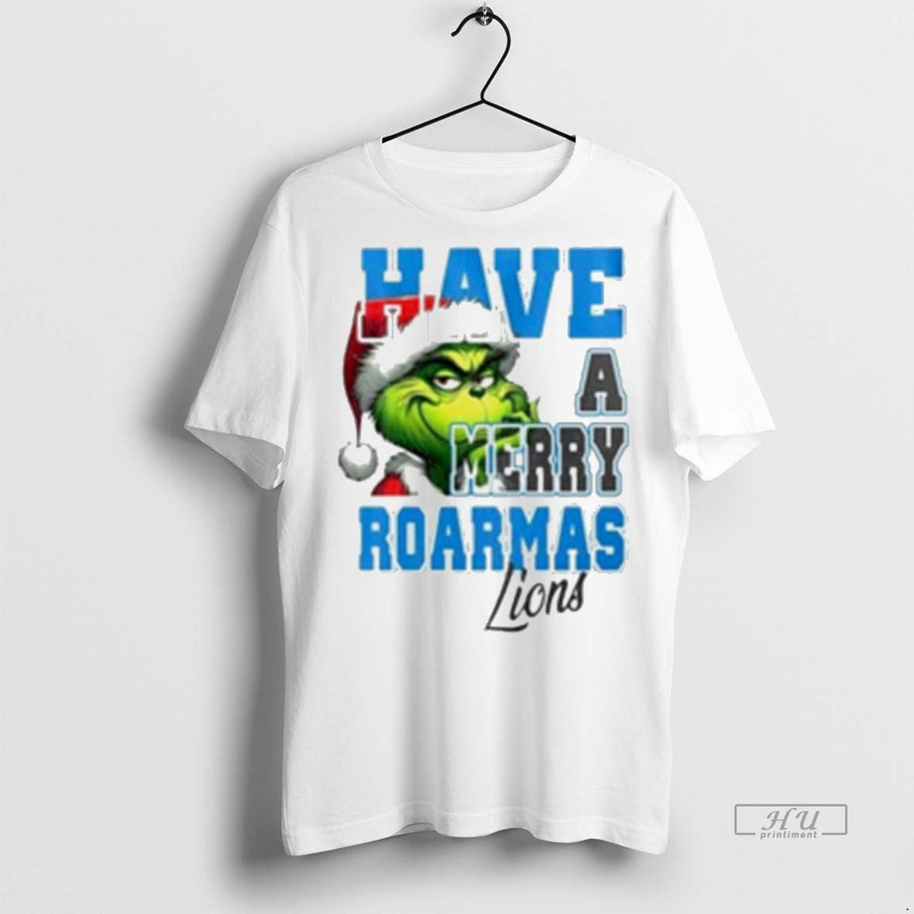 Viral Detroit Lions Have A Merry Roarmas Grinch - Adult & Kids T-Shirts, Sweatshirts & Hoodies apparel design preview 1