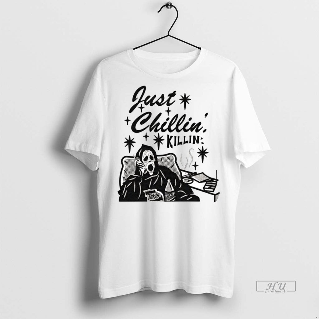 Viral Ghostface Just Chillin Killin Ceramic And - Adult & Kids T-Shirts, Sweatshirts & Hoodies apparel design preview 1