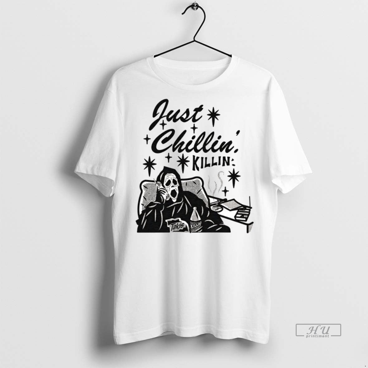 Viral Ghostface Just Chillin Killin Ceramic And - Adult & Kids T-Shirts, Sweatshirts & Hoodies apparel design preview 1
