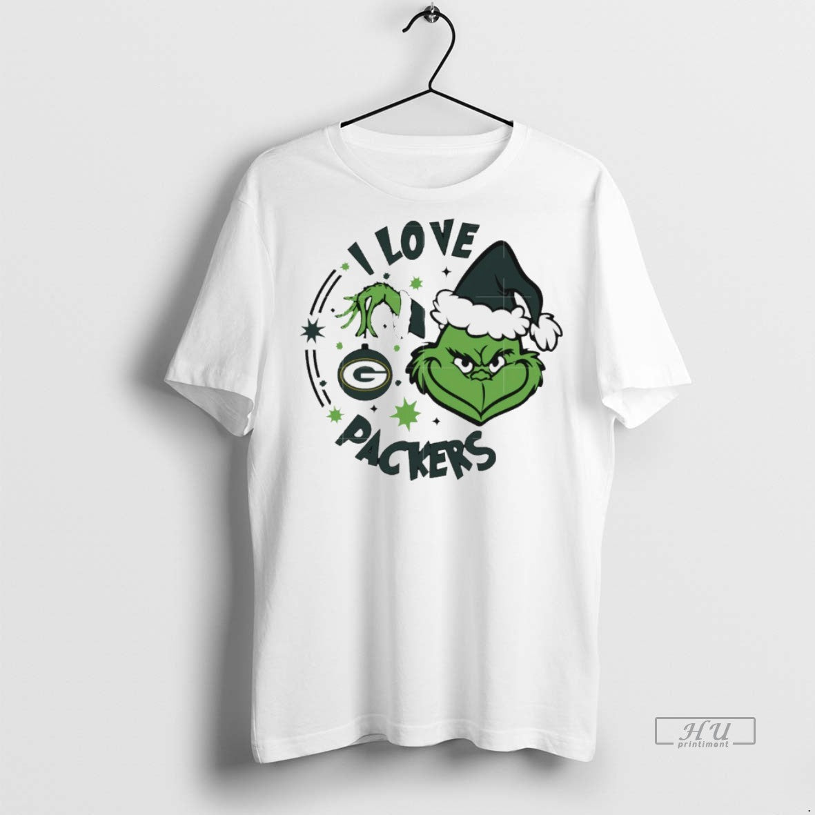 Viral Green Bay Packers X Santa Grinch I Love - Adult & Kids T-Shirts, Sweatshirts & Hoodies apparel design preview 1